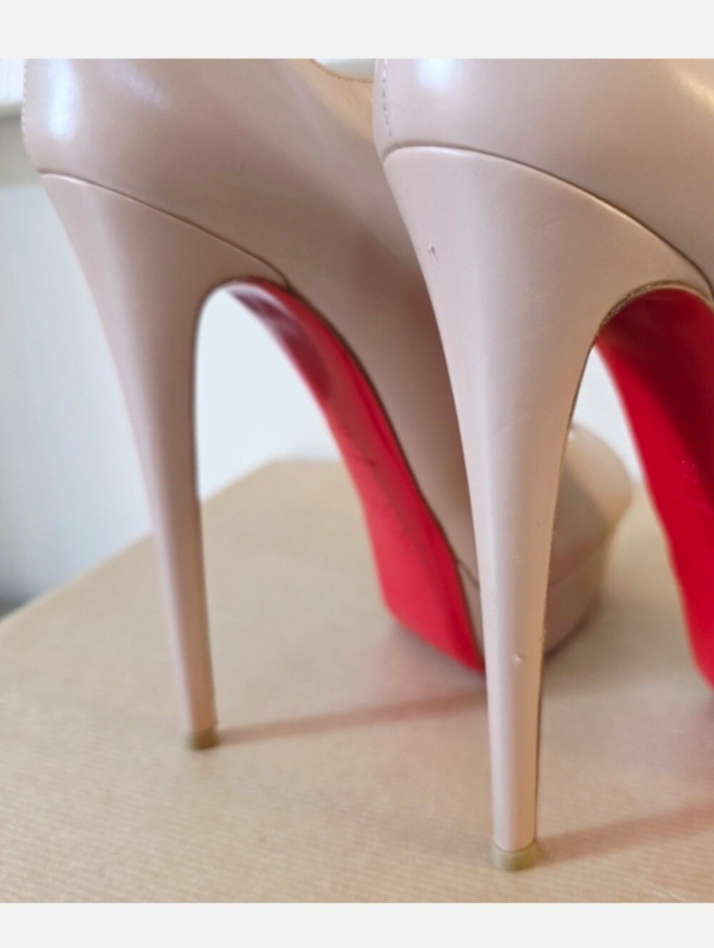 Christian Louboutin Nude T-Strap Peep-Toe Heels EU39 US8 - Picture 7 of 11